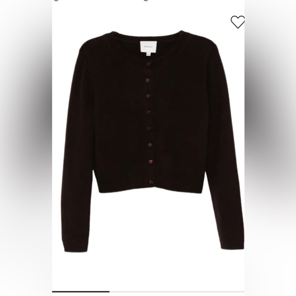Reformation Clara Cashmere Crew Cardigan in Mole - Picture 3 of 8
